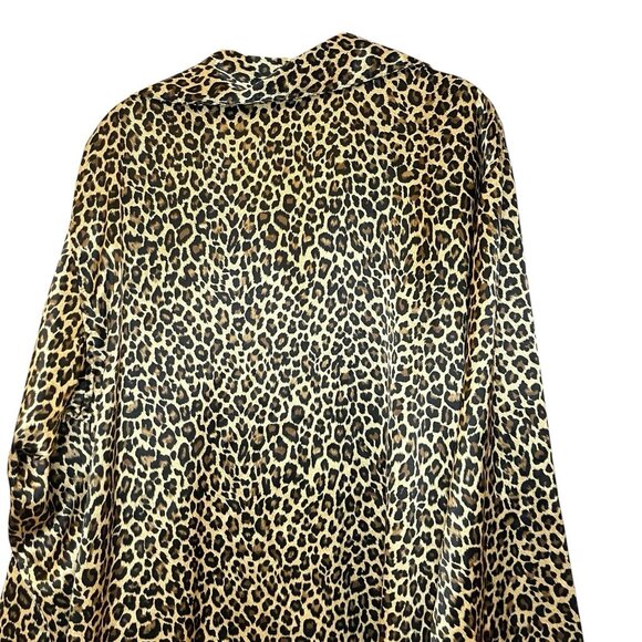 VTG Y2K Victorias Secret Satin Pajama Long Sleeve Tunic Shirt Oversize Leopard L - Picture 4 of 5